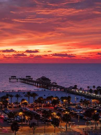 Sunset over Clearwater Beach and Pier 60