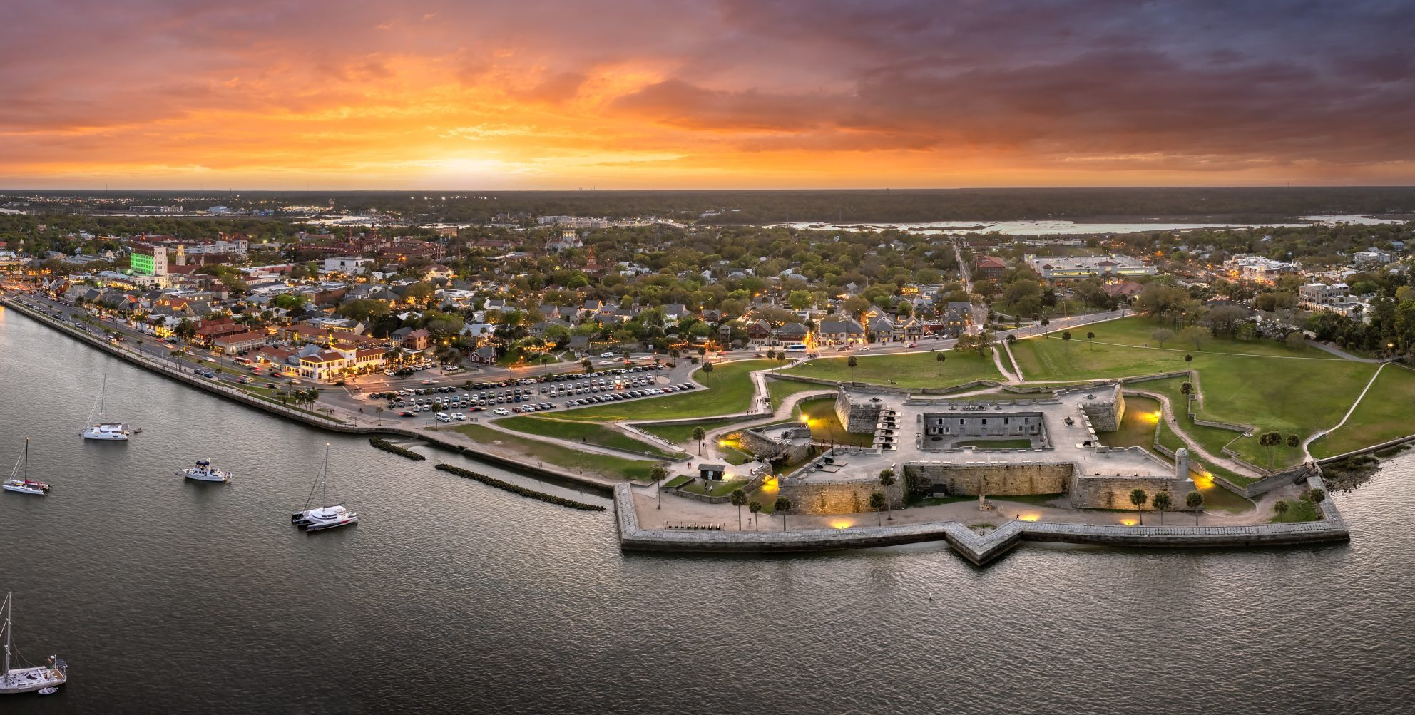 Sunset over St. Augustine and the Castillo de San Marcos